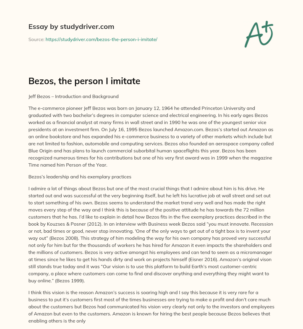 Bezos, the Person i Imitate essay