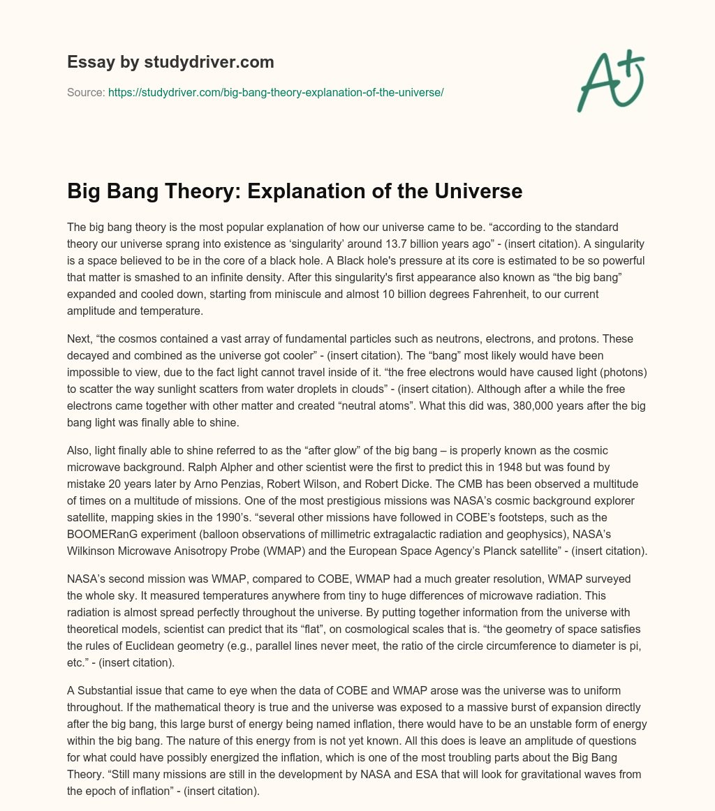 a essay about universe