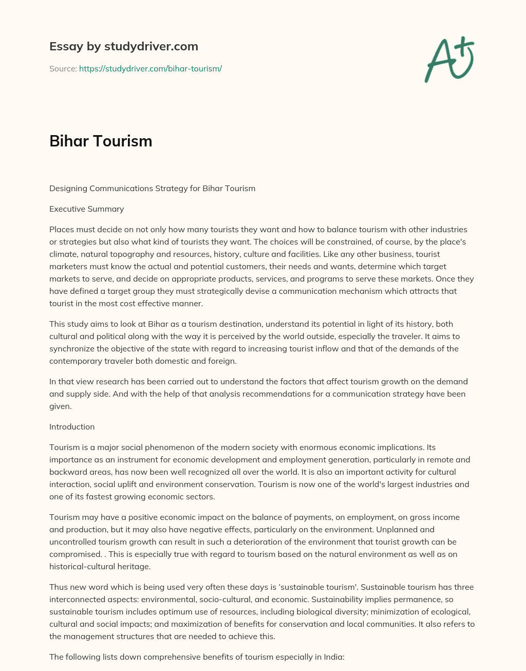 Bihar Tourism essay