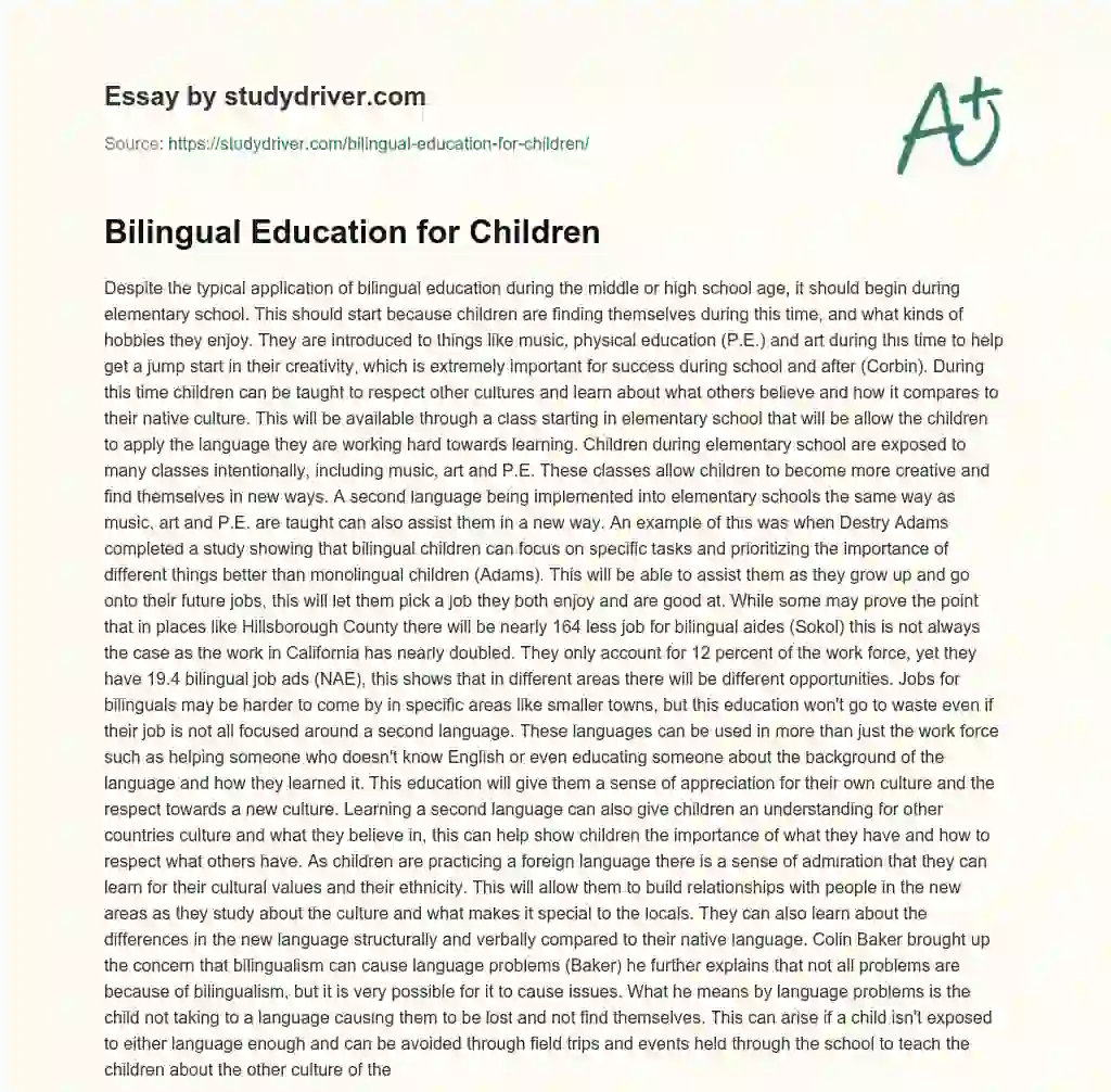 Bilingual Education for Children essay