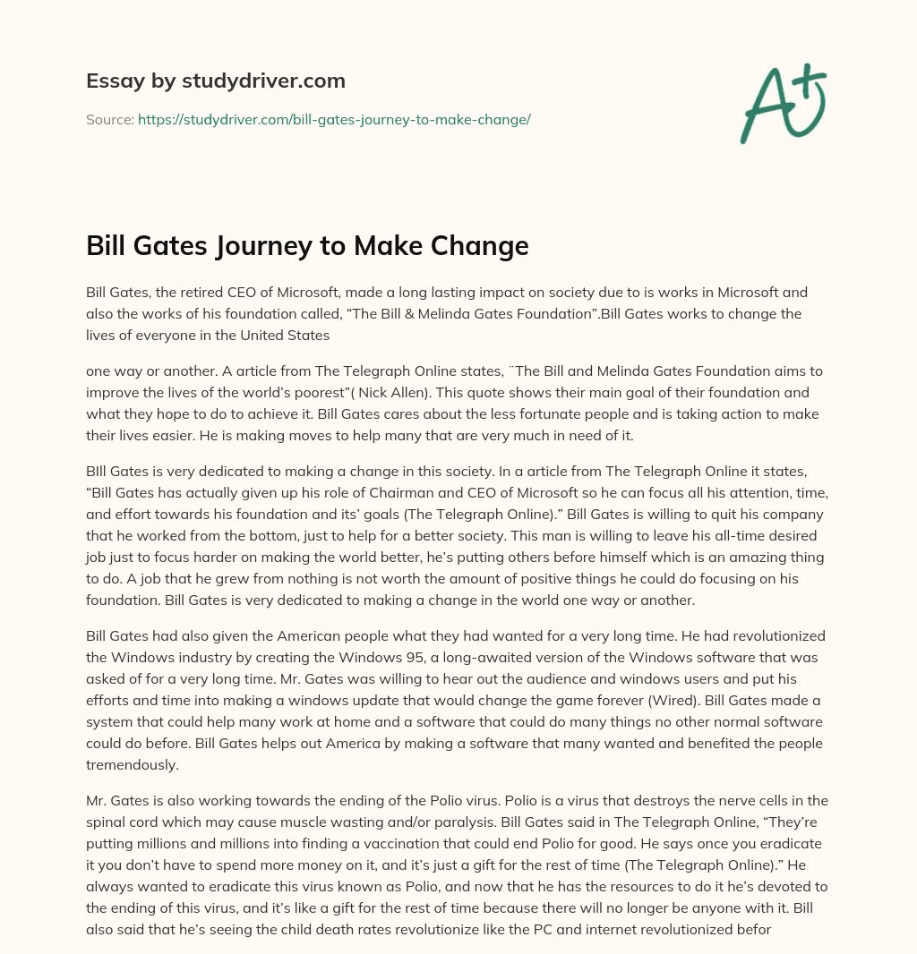 Bill Gates Journey to Make Change essay