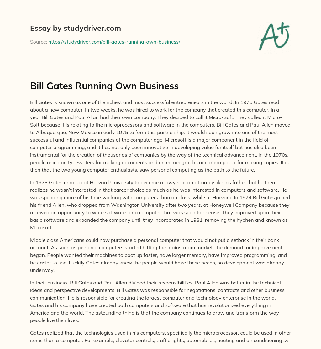 Bill Gates Running own Business essay