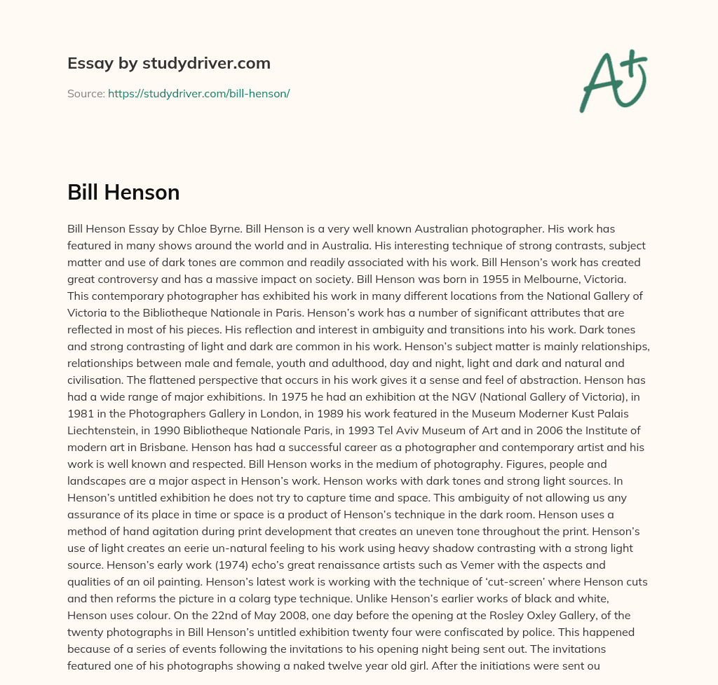 Bill Henson essay