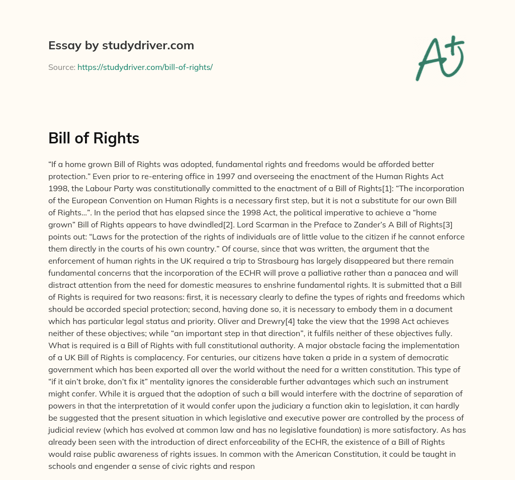 Bill of Rights essay