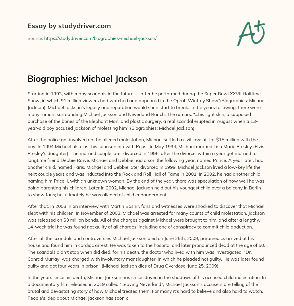 Biographies: Michael Jackson essay