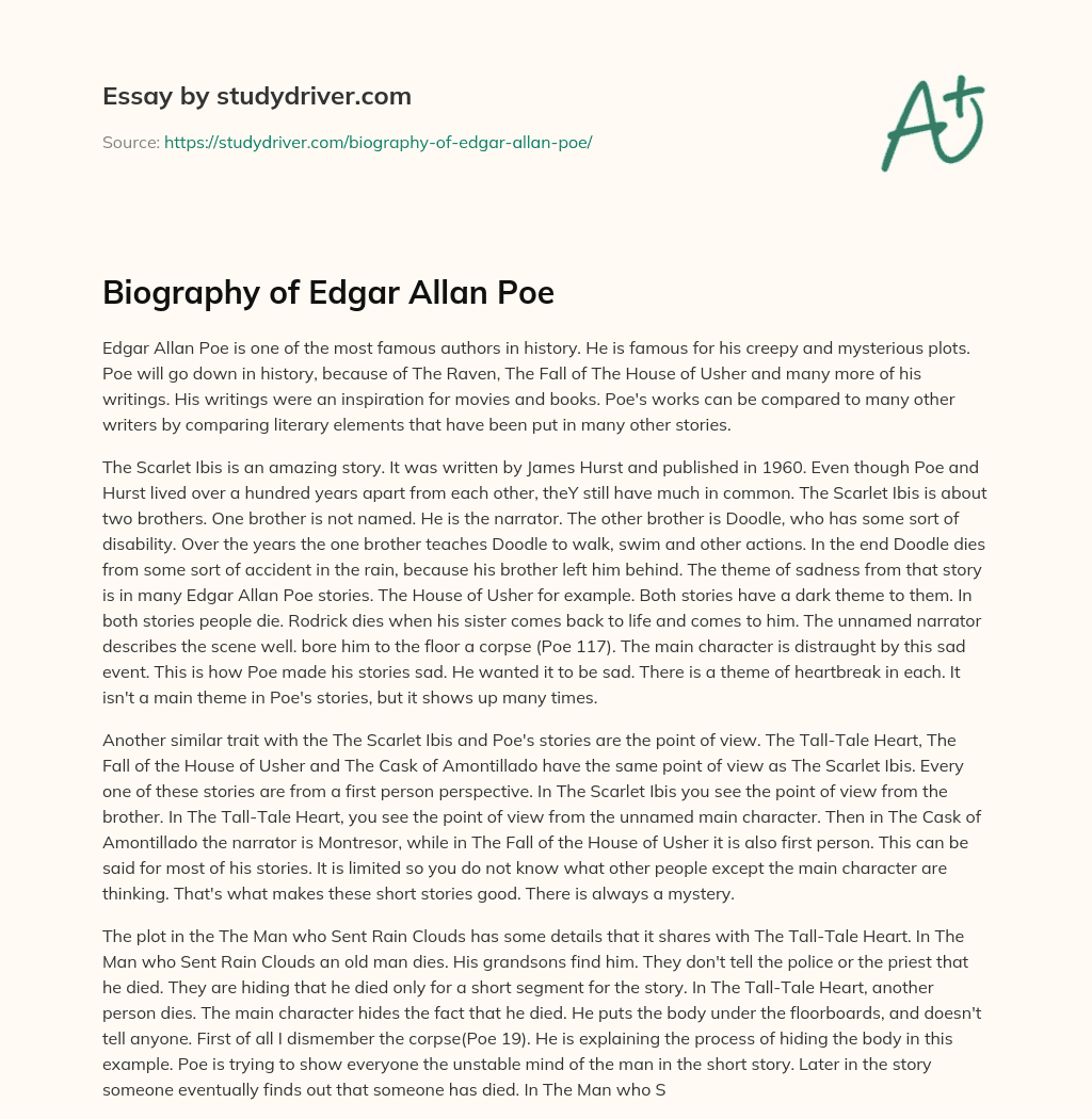 Biography of Edgar Allan Poe essay