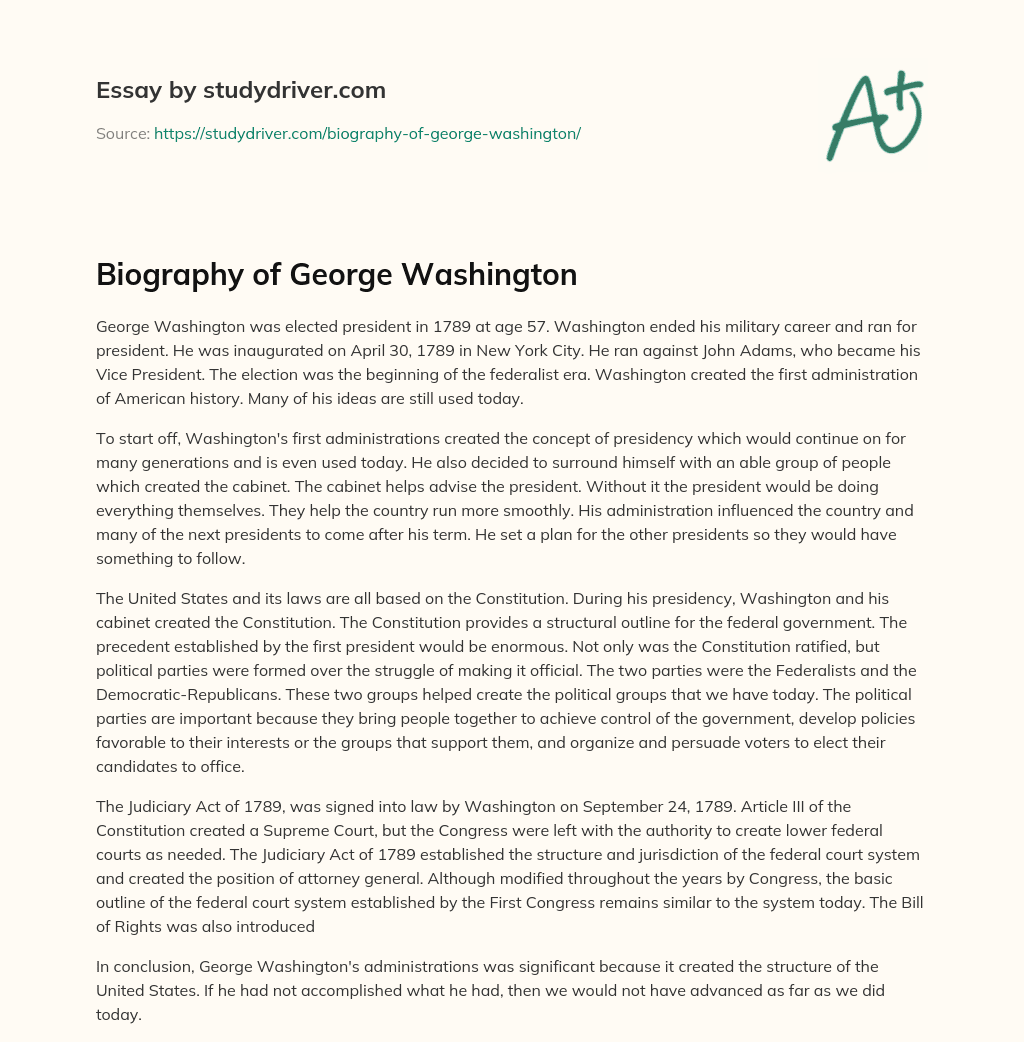 Biography of George Washington essay