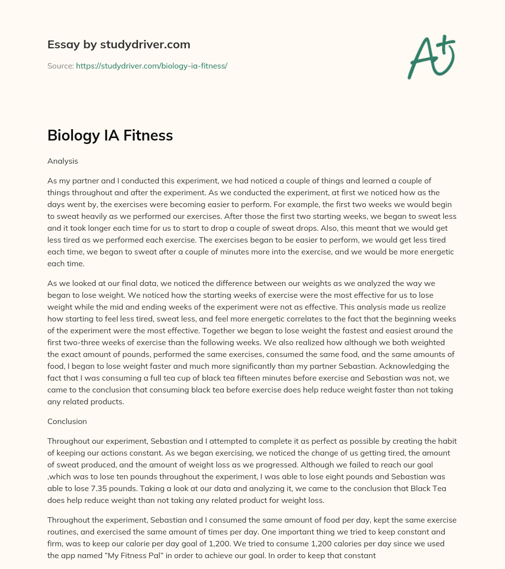 Biology IA Fitness essay