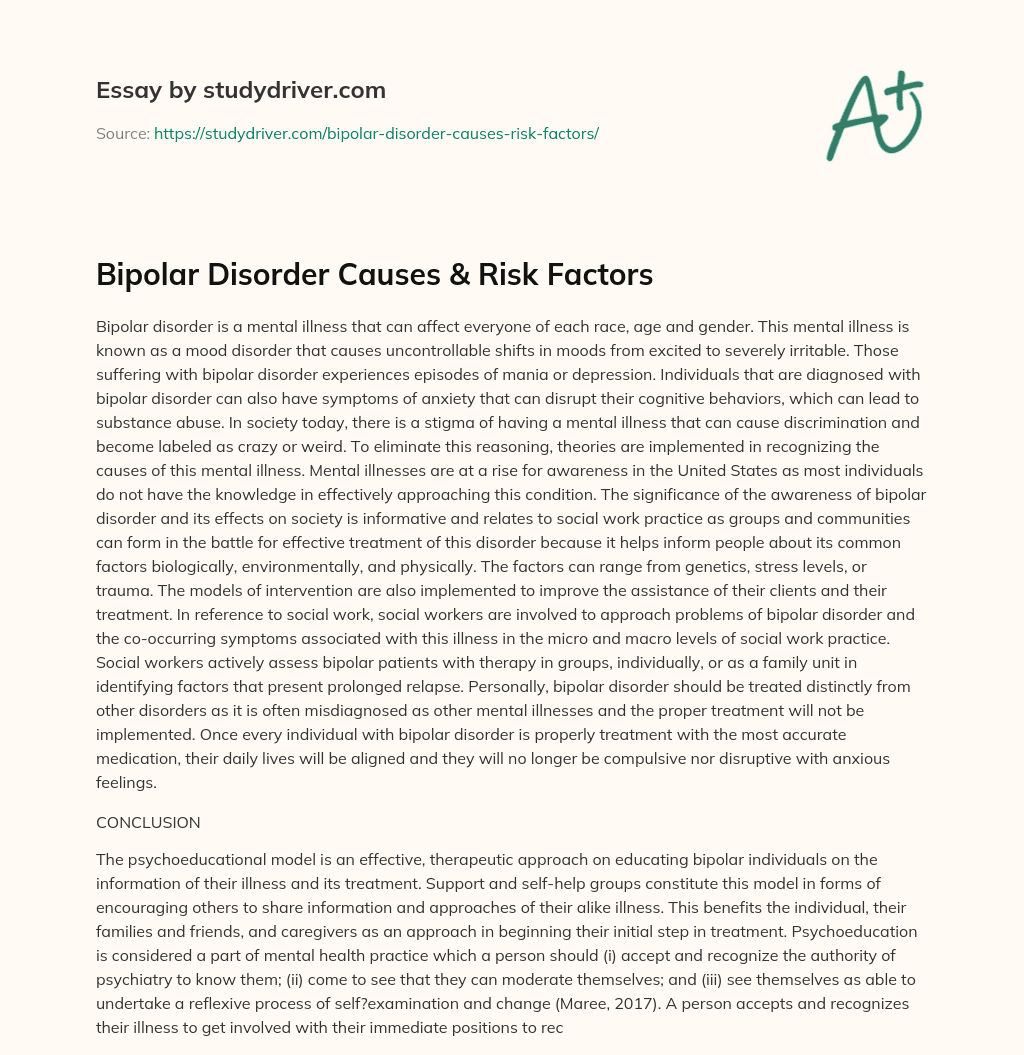 Bipolar Disorder Causes & Risk Factors essay