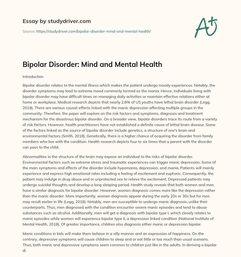 Bipolar Disorder: Mind and Mental Health essay