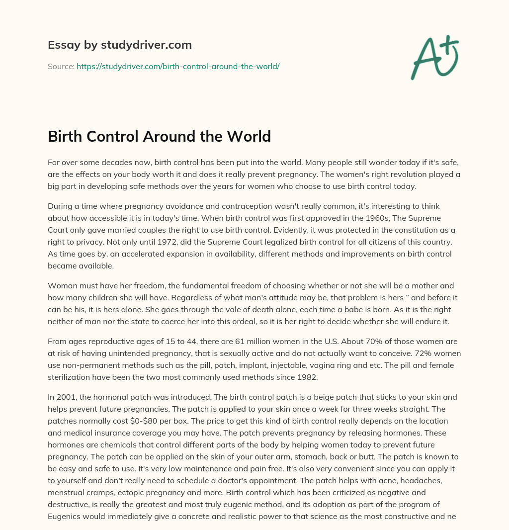 Birth Control Around the World essay