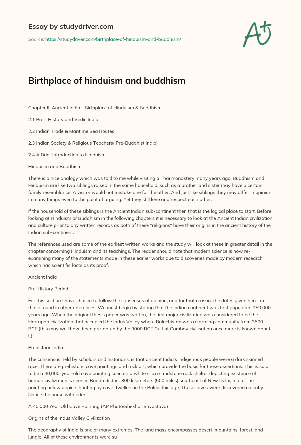 Birthplace of Hinduism and Buddhism essay