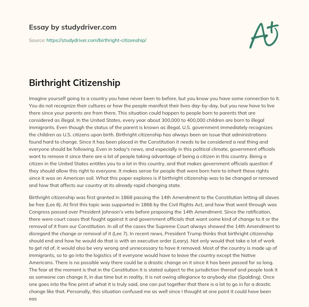 Birthright Citizenship essay