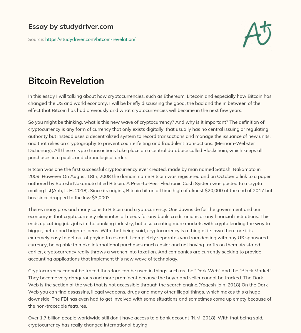 Bitcoin Revelation essay