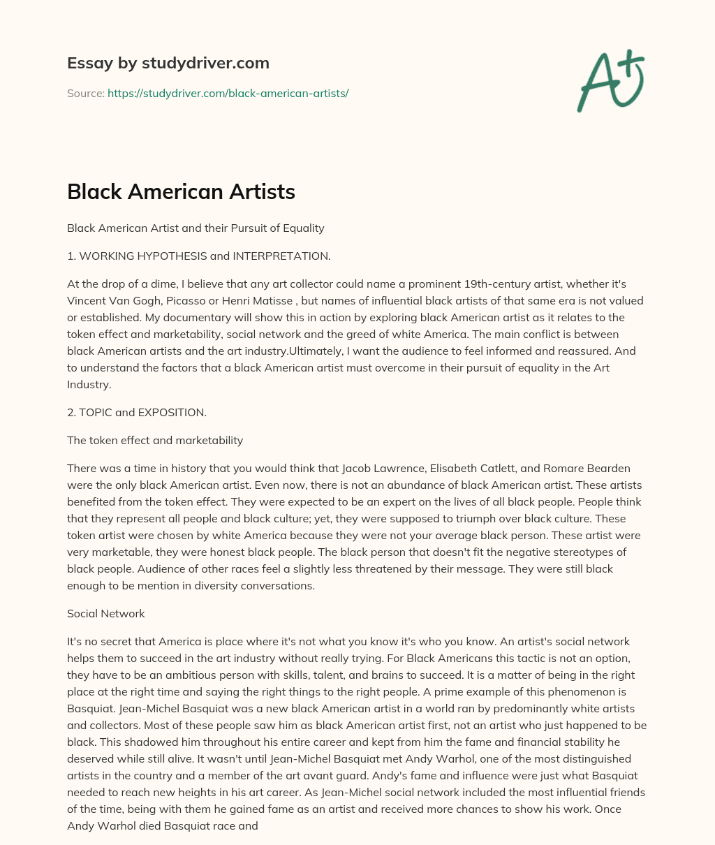 Black American Artists essay