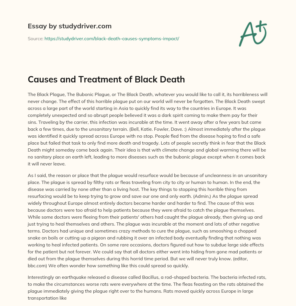 Causes and Treatment of Black Death essay