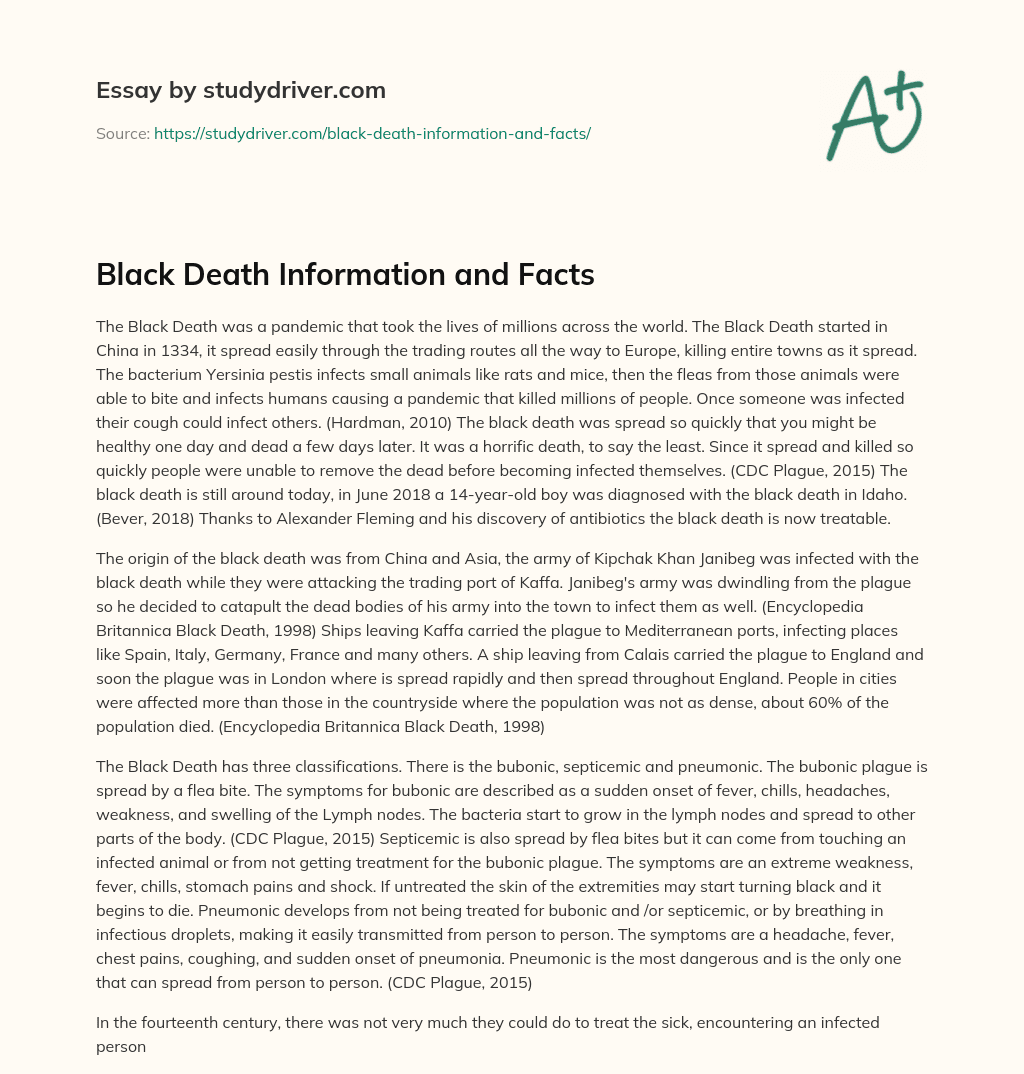 Black Death Information and Facts essay