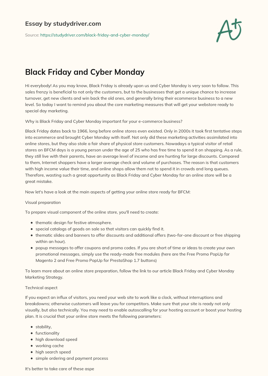 Black Friday and Cyber Monday essay