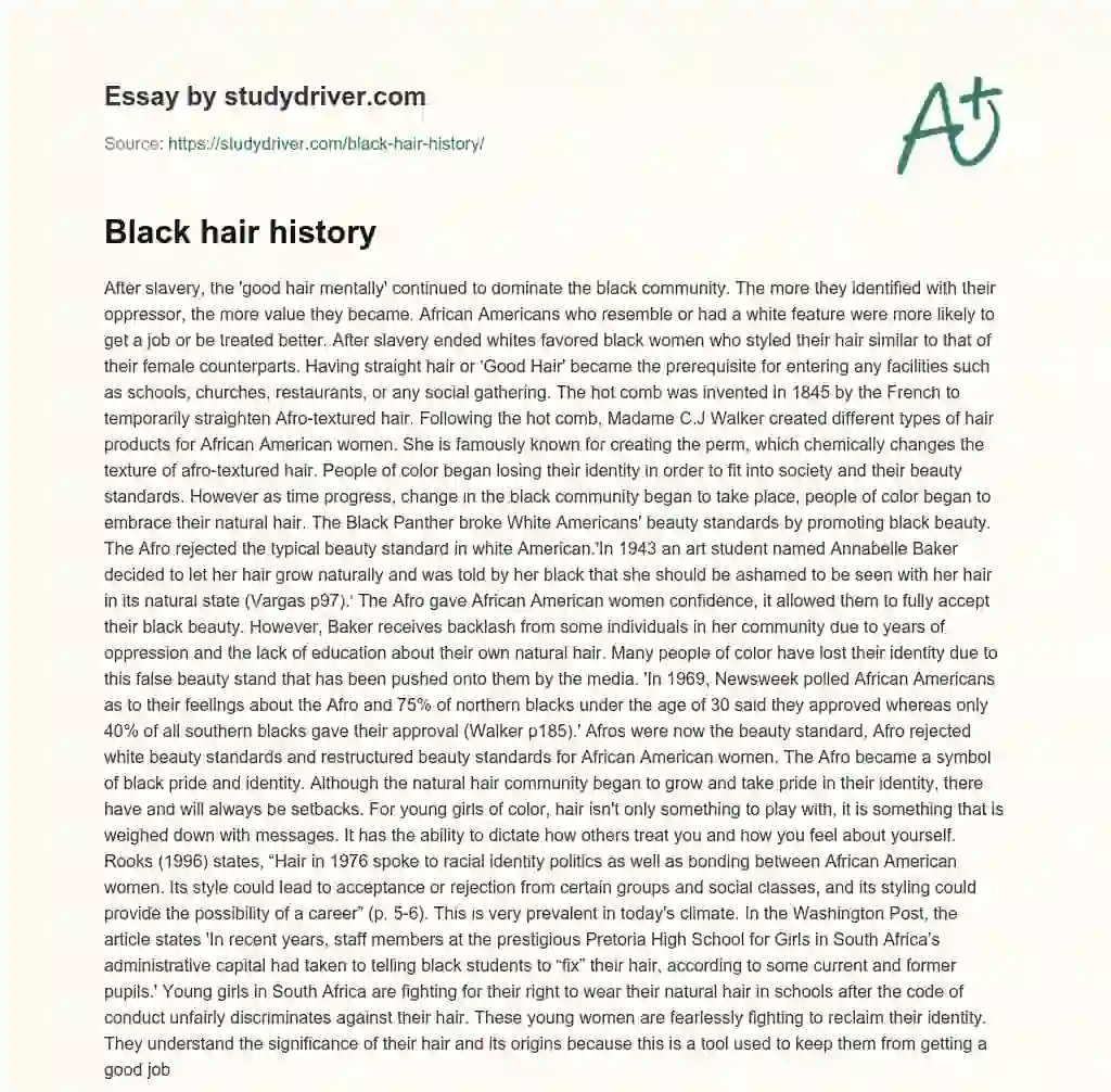 Black Hair History essay