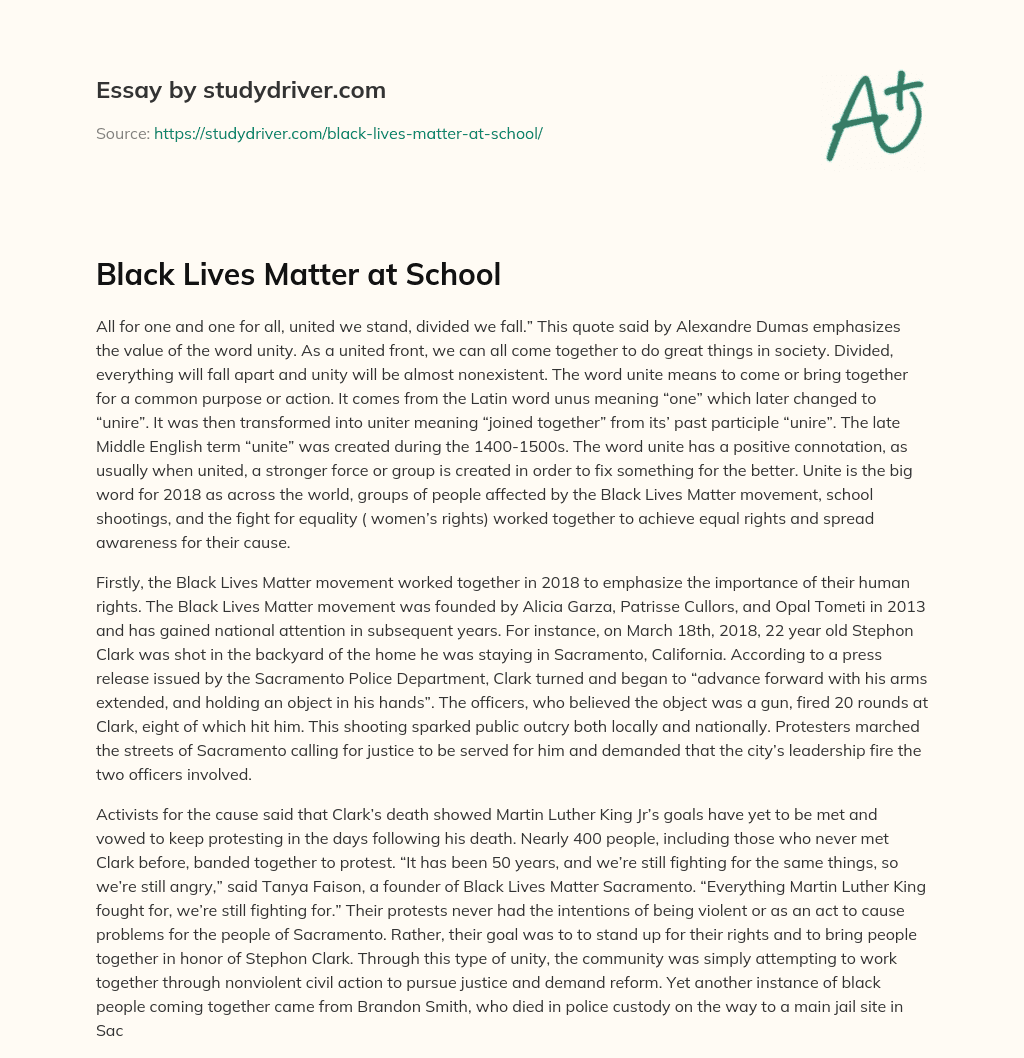 Black Lives Matter at School essay