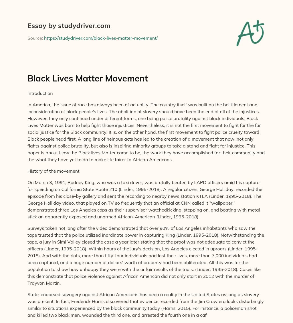 Black Lives Matter Movement essay