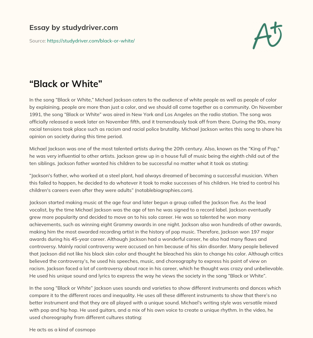 “Black or White” essay