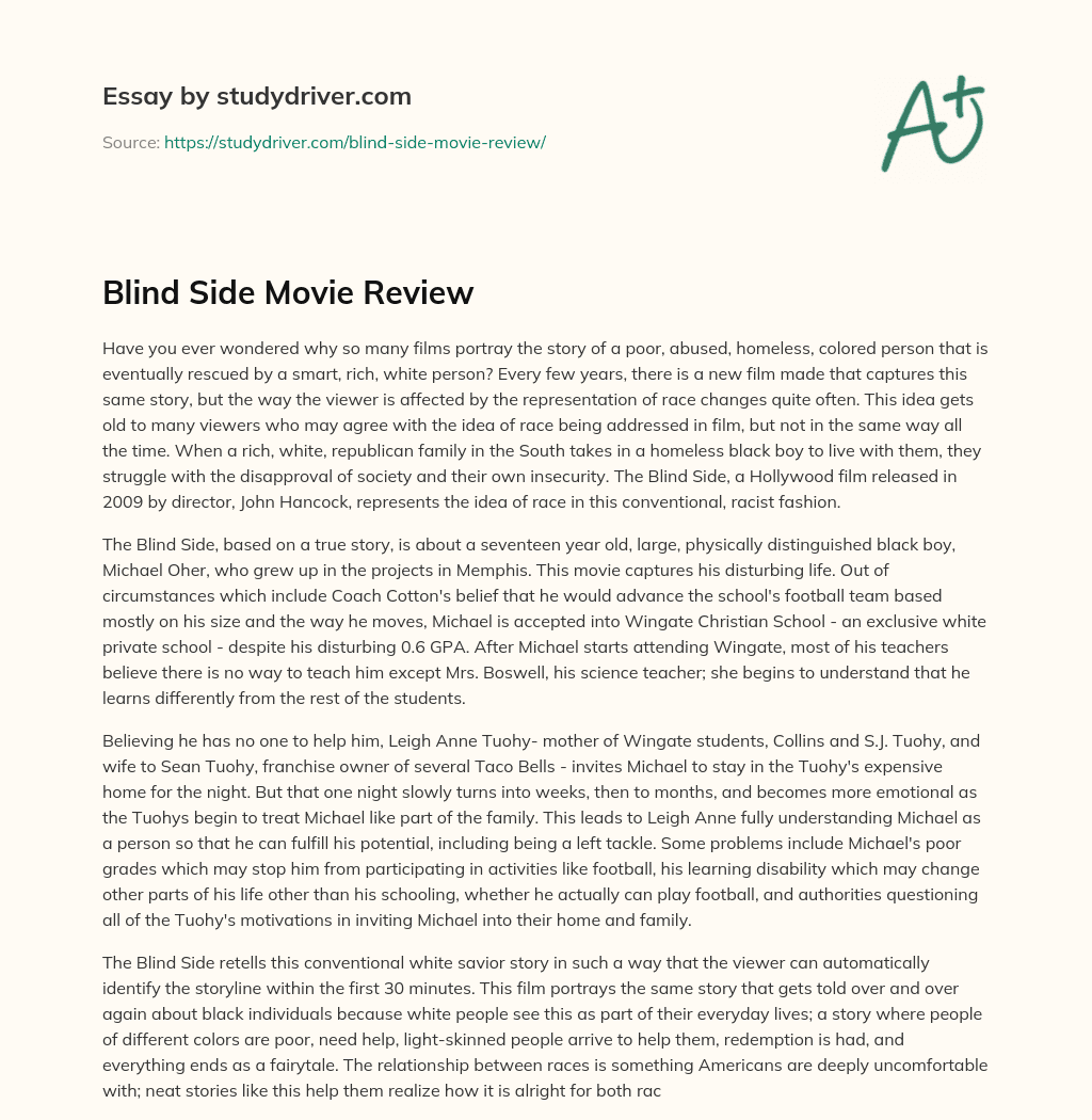 Blind Side Movie Review essay