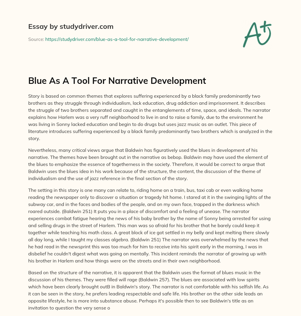 Blue as a Tool for Narrative Development essay