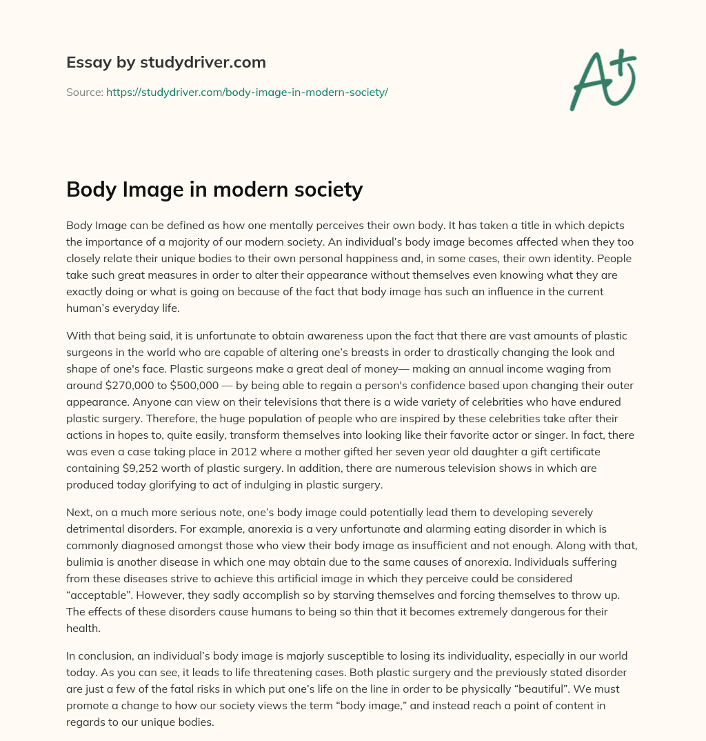 Body Image in Modern Society essay