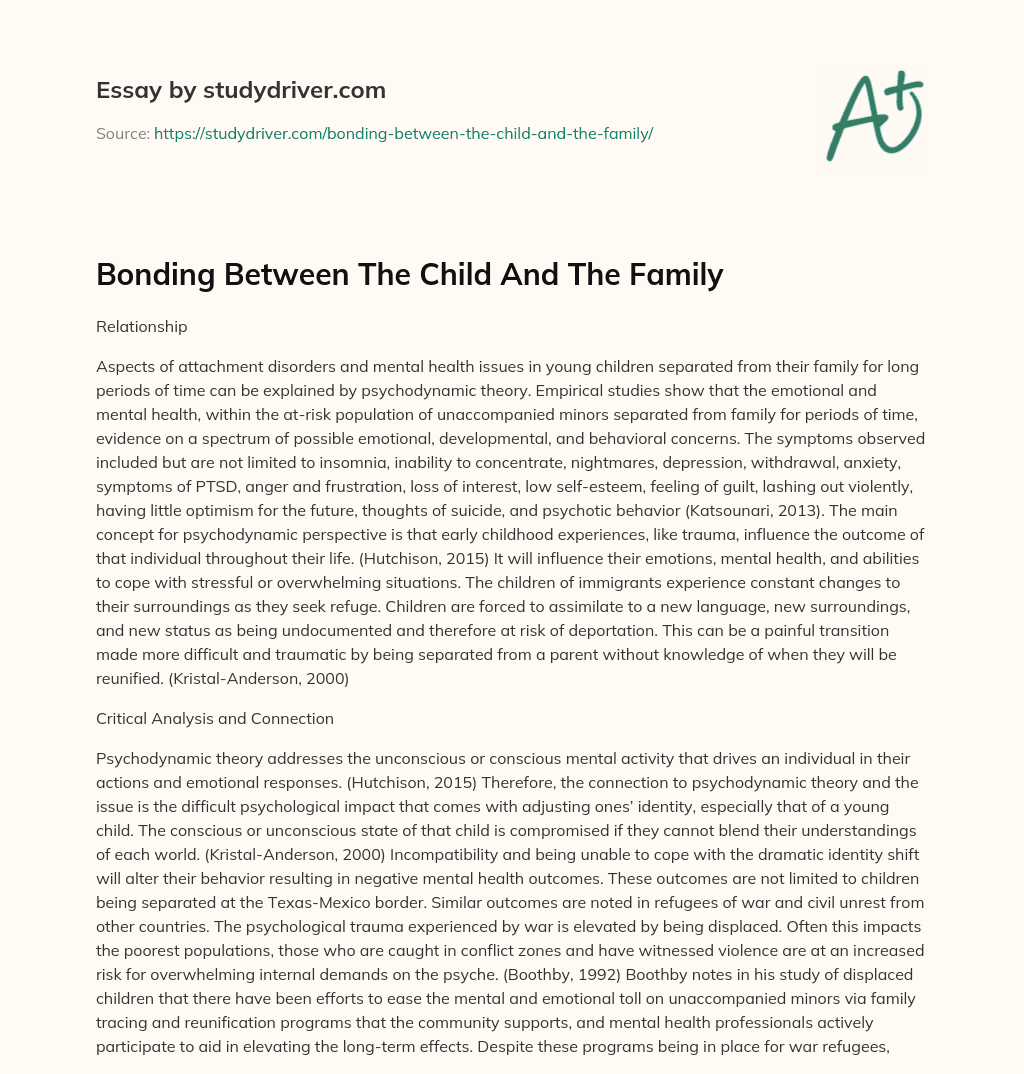 Bonding between the Child and the Family essay