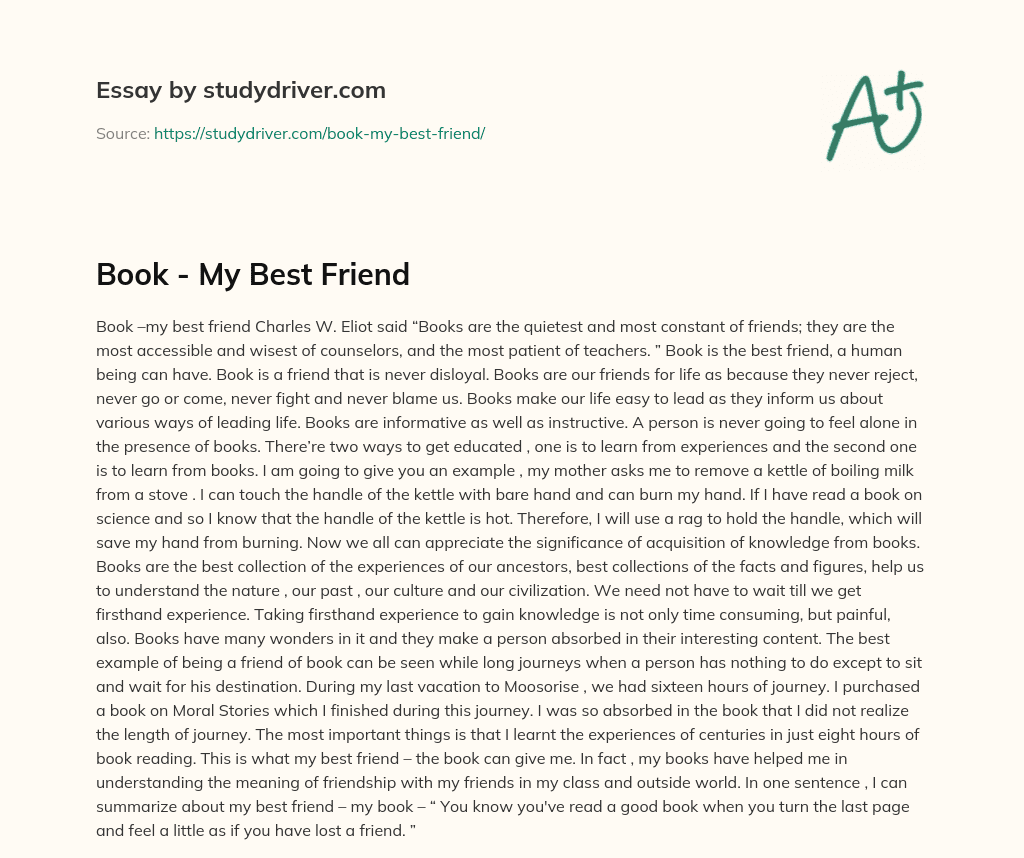 Book – my Best Friend essay