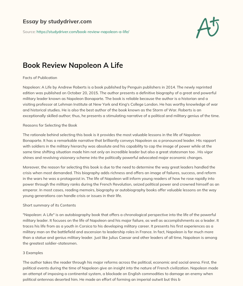 Book Review Napoleon a Life essay