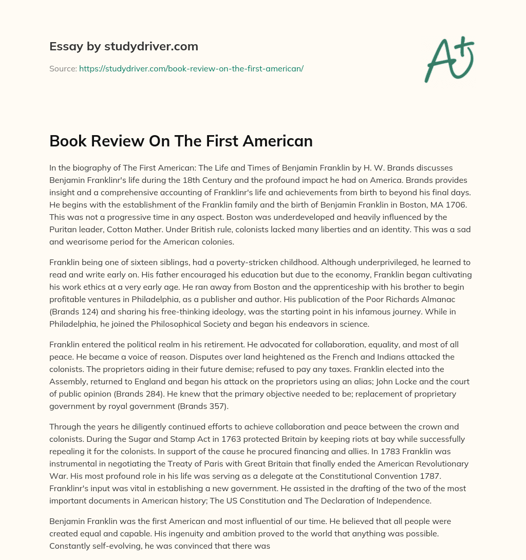 Book Review on the First American essay