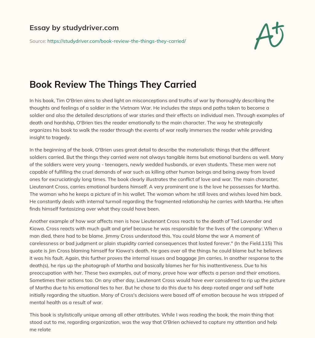 Book Review the Things they Carried essay