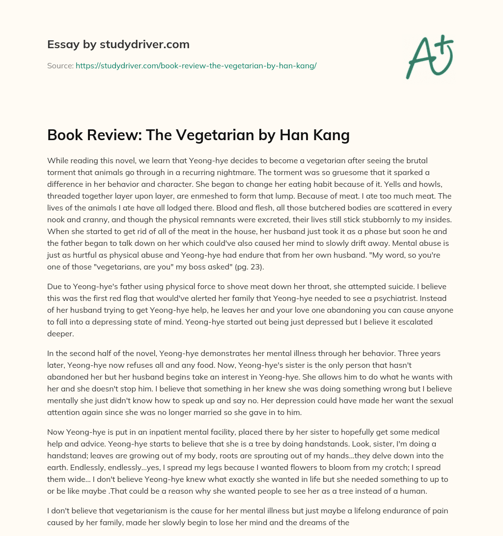 Book Review: the Vegetarian by Han Kang essay