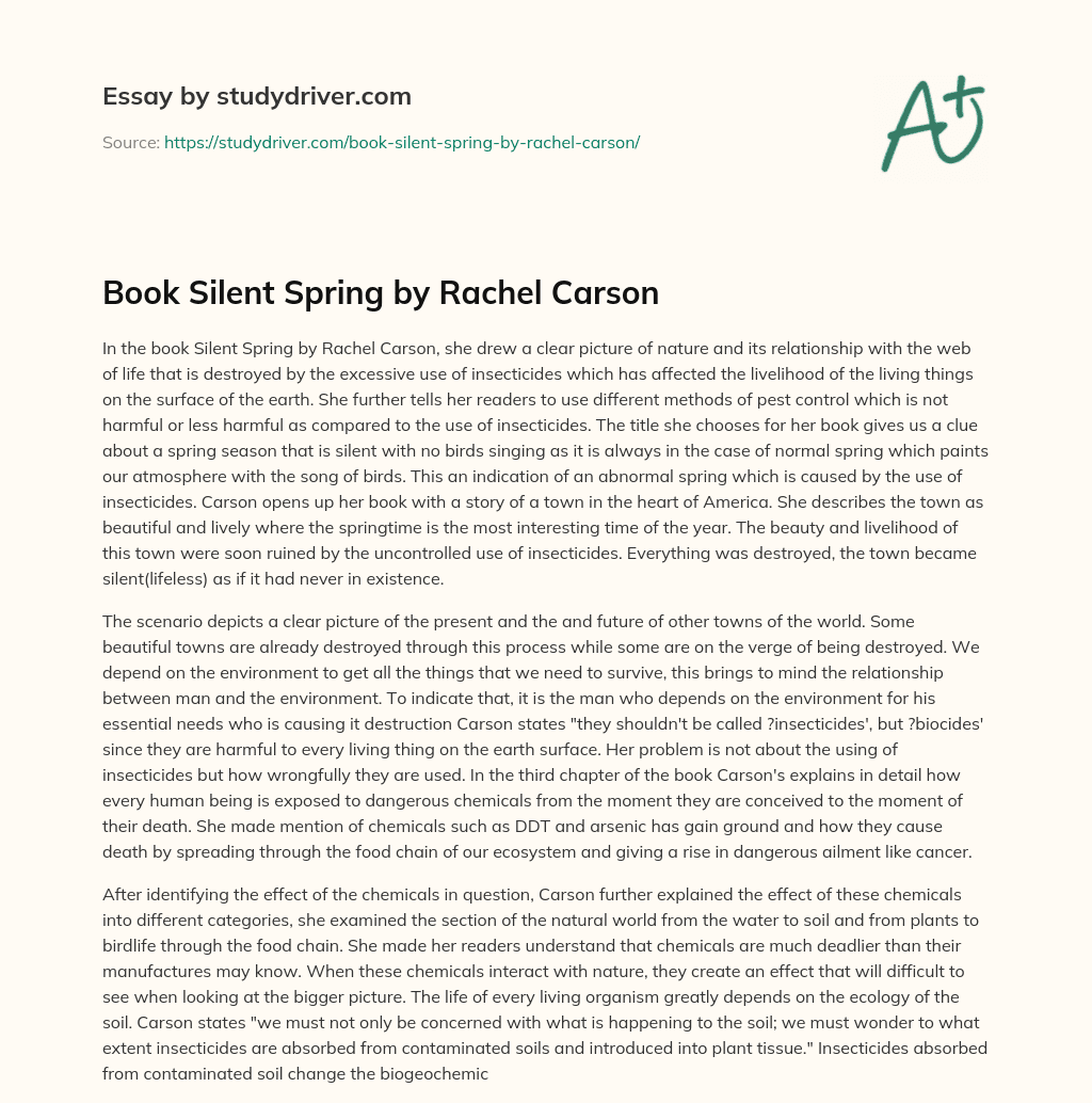 Book Silent Spring by Rachel Carson essay