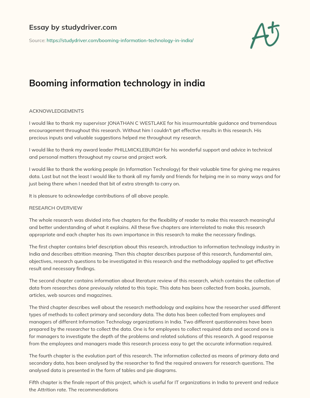 Booming Information Technology in India essay