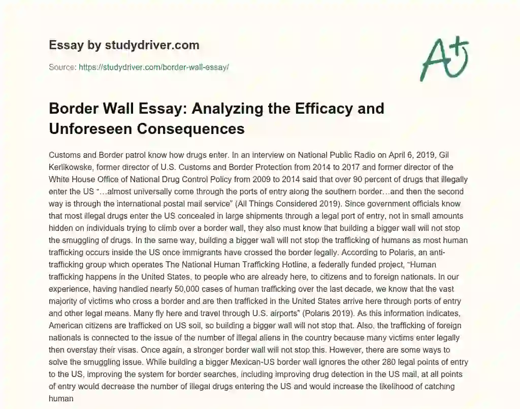 Border Wall Essay: Analyzing the Efficacy and Unforeseen Consequences essay
