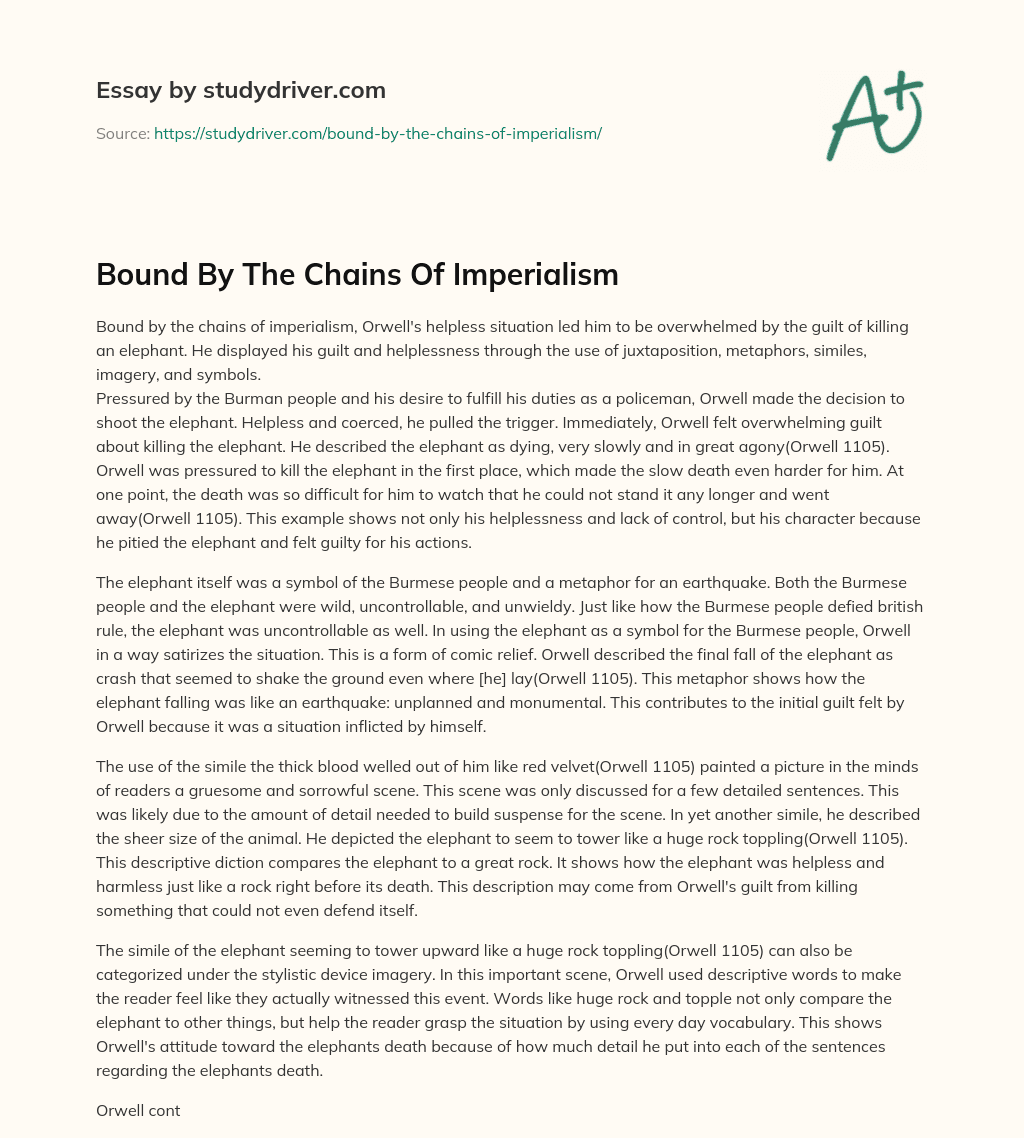 Bound by the Chains of Imperialism essay