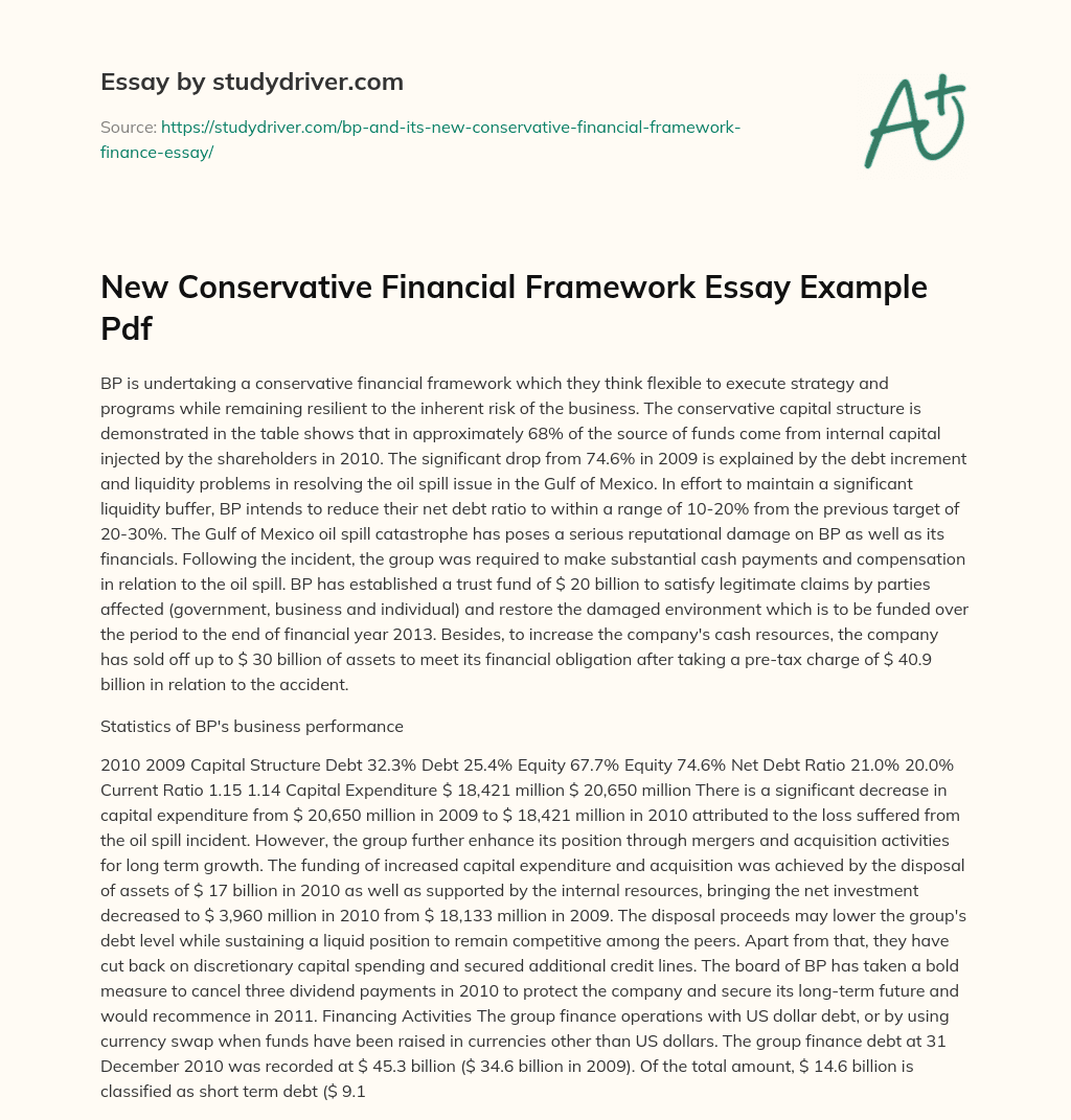 New Conservative Financial Framework Essay Example Pdf essay