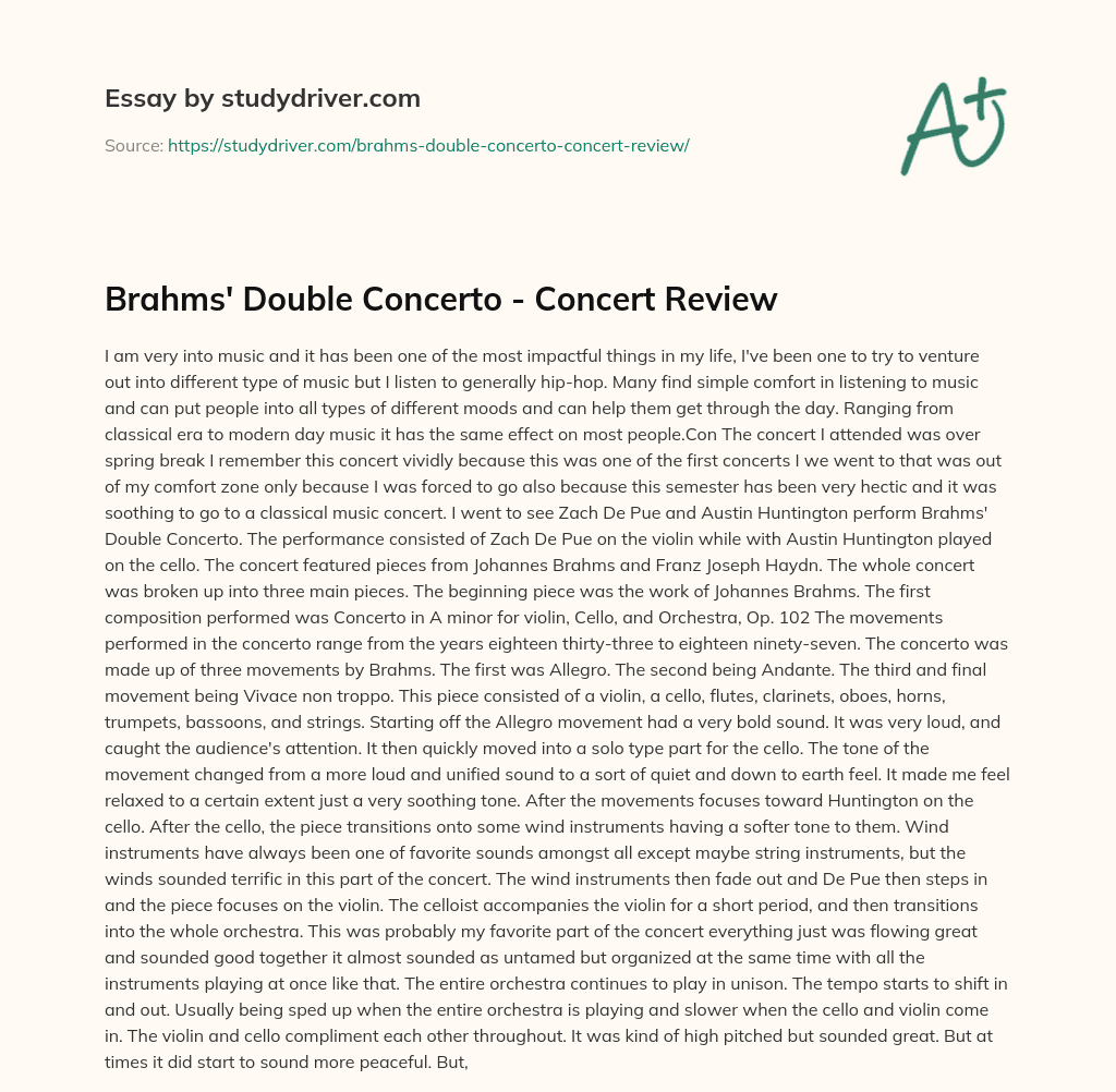Brahms’ Double Concerto  – Concert Review essay