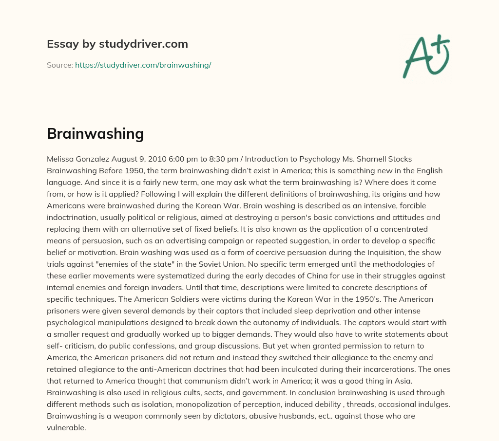 Brainwashing essay