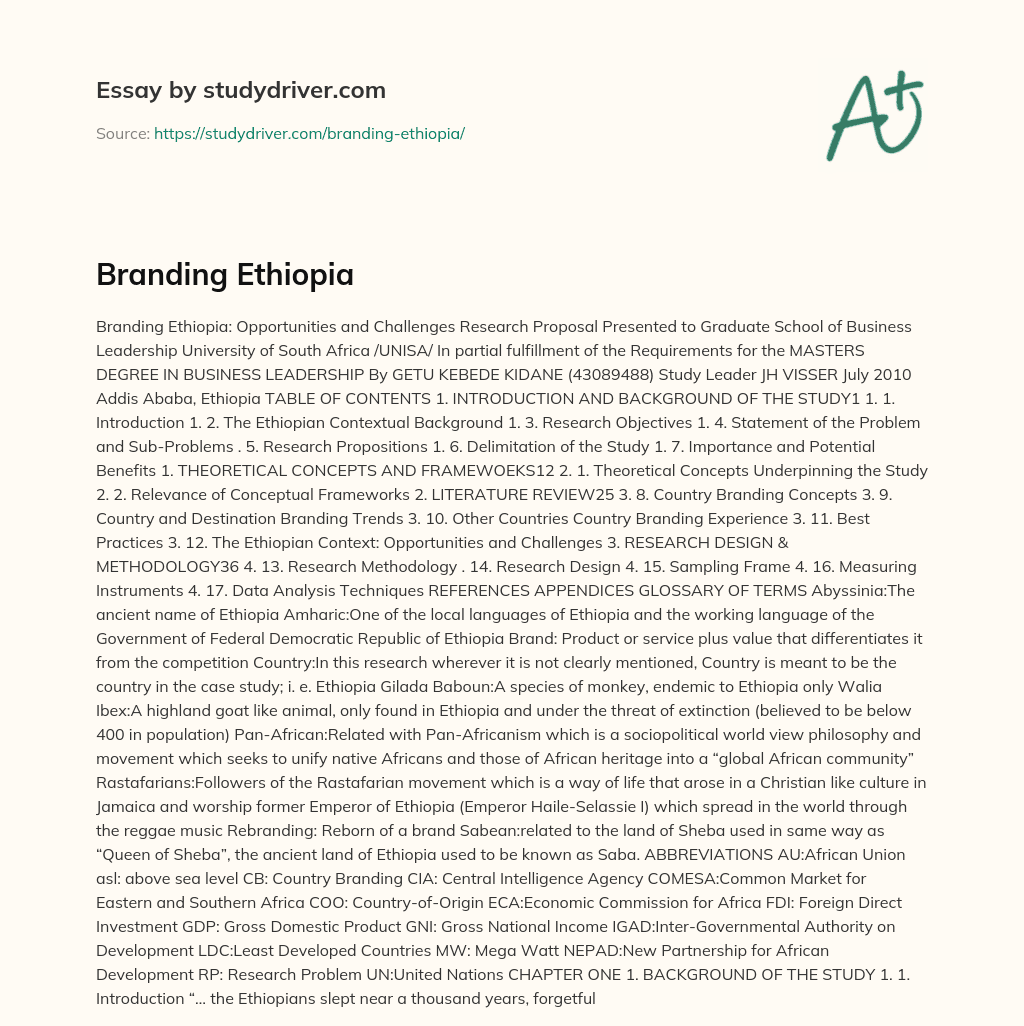 Branding Ethiopia essay