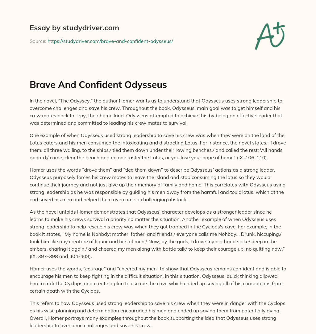 Brave and Confident Odysseus essay