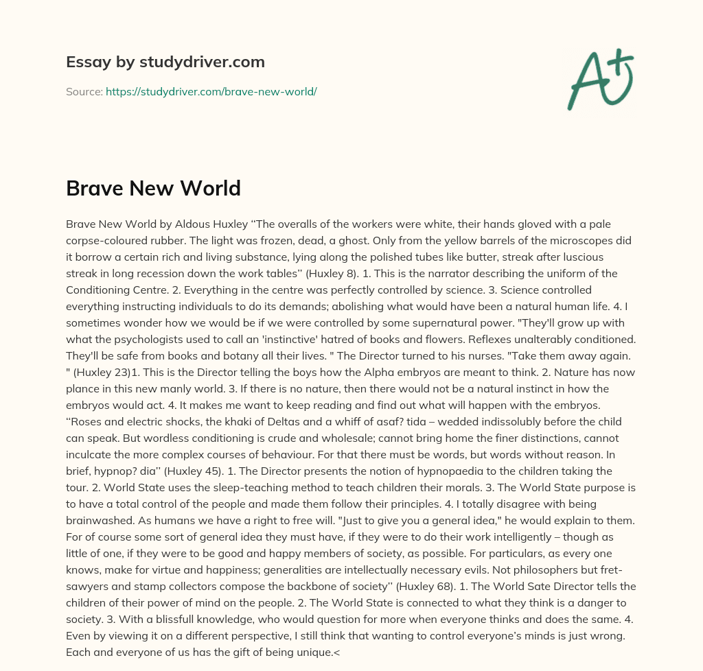Brave New World essay