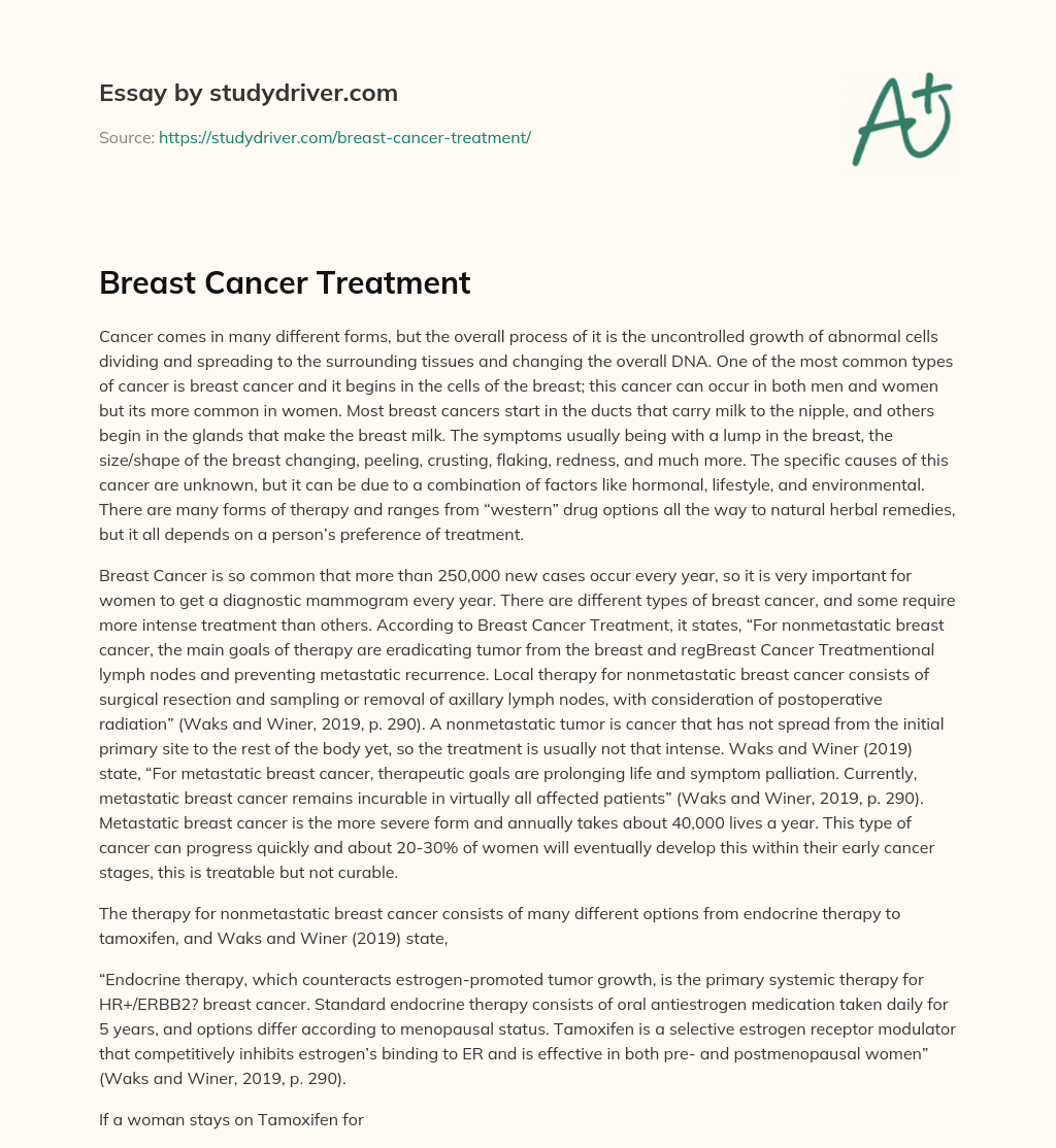 Breast Cancer Treatment essay