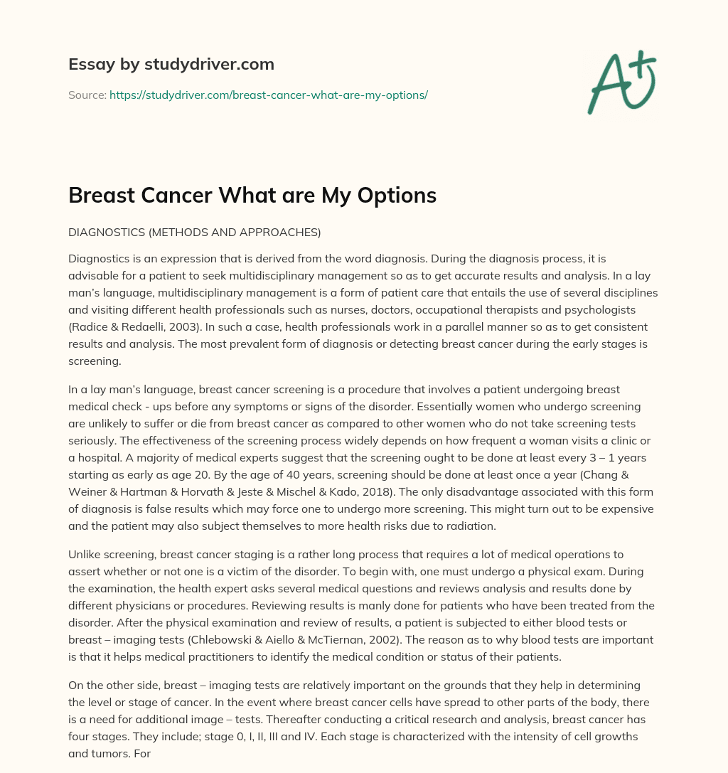 Breast Cancer what are my Options essay