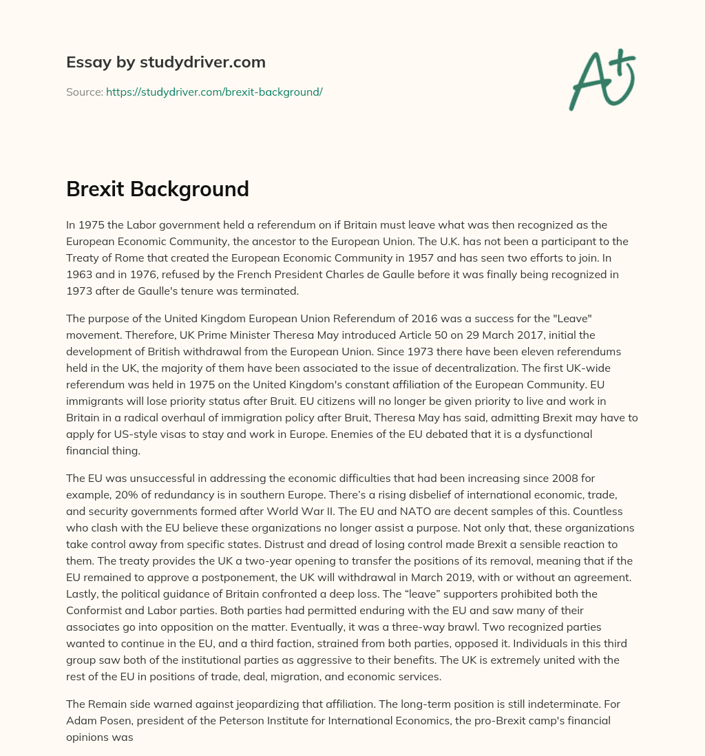 Brexit Background essay