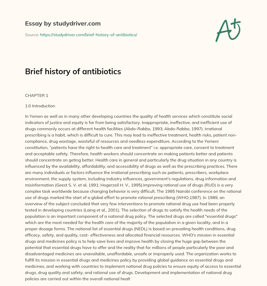 Brief History of Antibiotics essay