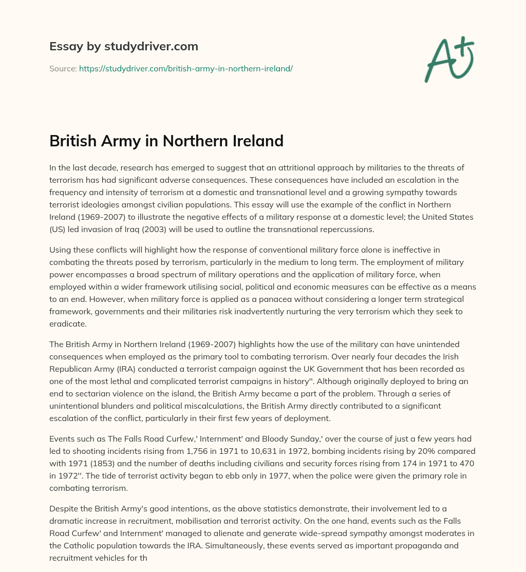 British Army in Northern Ireland essay